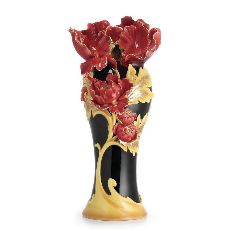 Franz Collection Striking Vermillion Peony Vase FZ02516