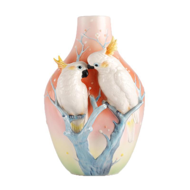 Franz Collection Sweet Companions Sulphur Crested Cockatoo Vase FZ03052