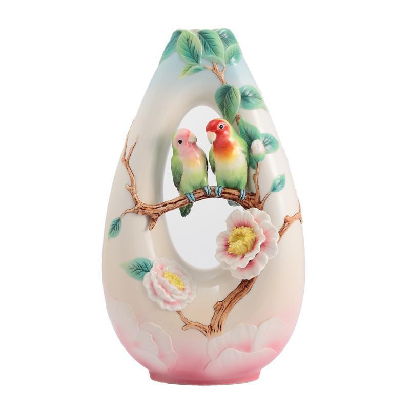 Franz Collection Sweet Partners Rosy Faced Lovebirds Vase FZ03000