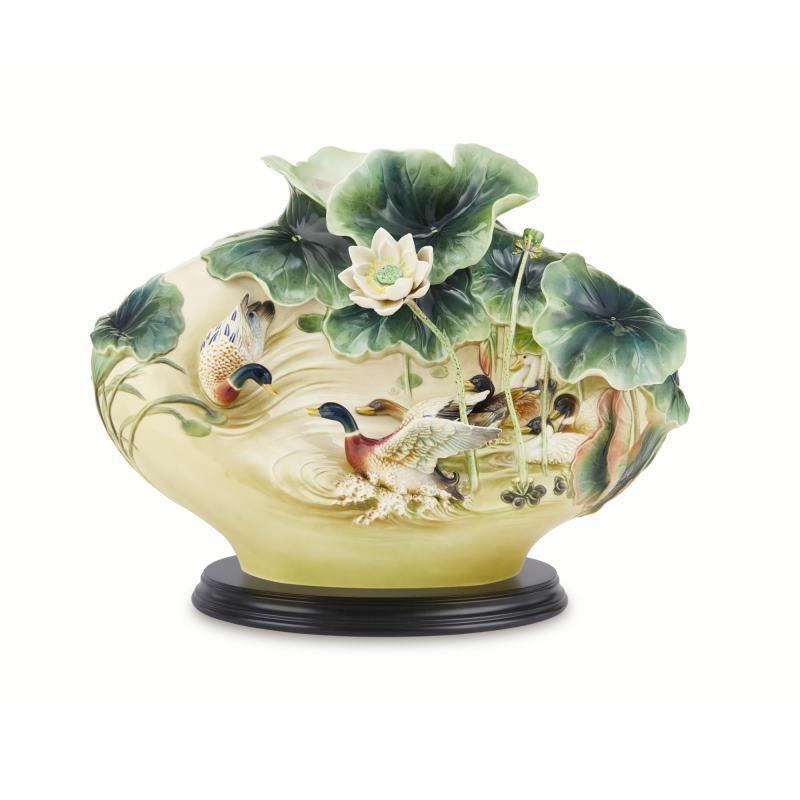 Franz Collection Teal Lotus Vase FZ03682