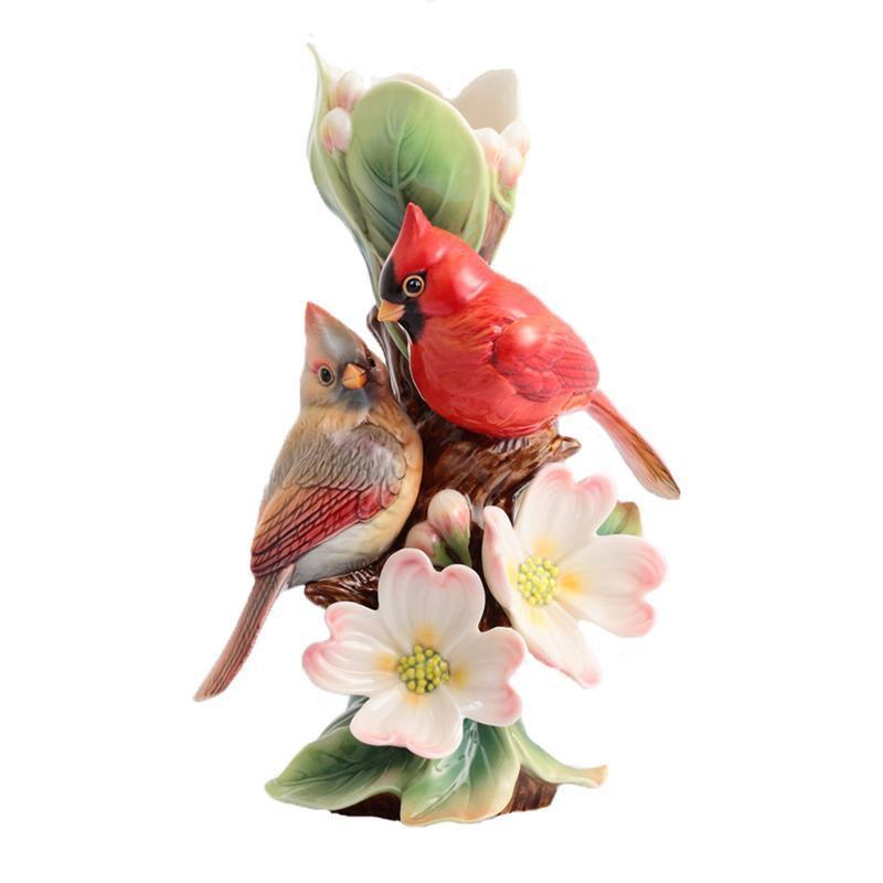 Franz Collection Tender Affection Cardinals Dogwood Vase Small FZ02934