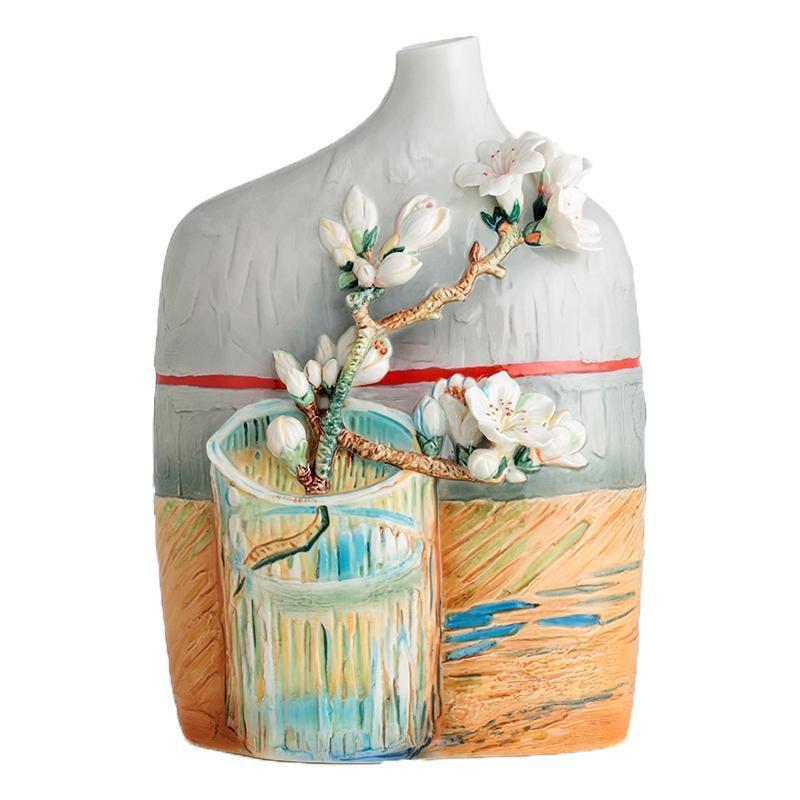 Franz Collection Van Gogh Blossoming Almond Branch In A Glass Medium Vase FZ02683