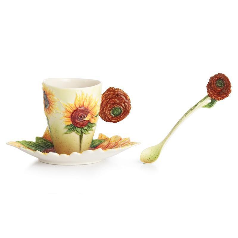 Franz Collection Van Gogh Sunflowers Teacup Saucer & Spoon FZ02459