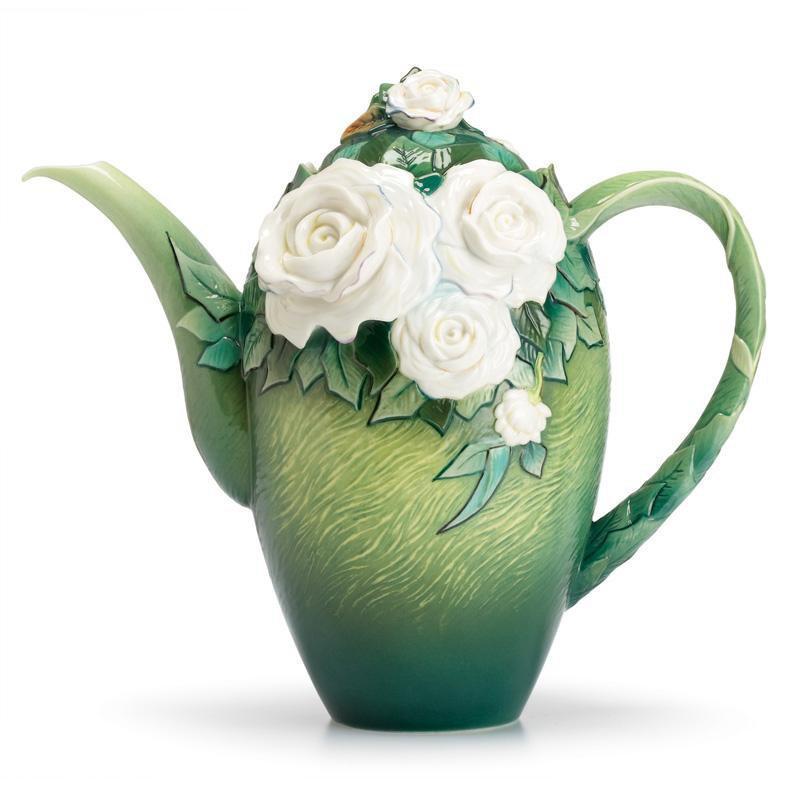 Franz Collection Van Gogh White Roses Teapot FZ02569
