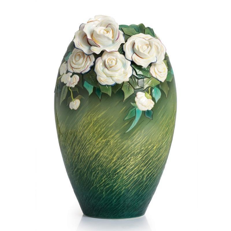 Franz Collection Van Gogh White Roses Vase FZ02407