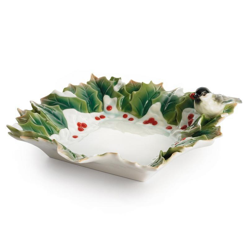 Franz Collection Winter Wonderland Chickadee Dish FZ01590