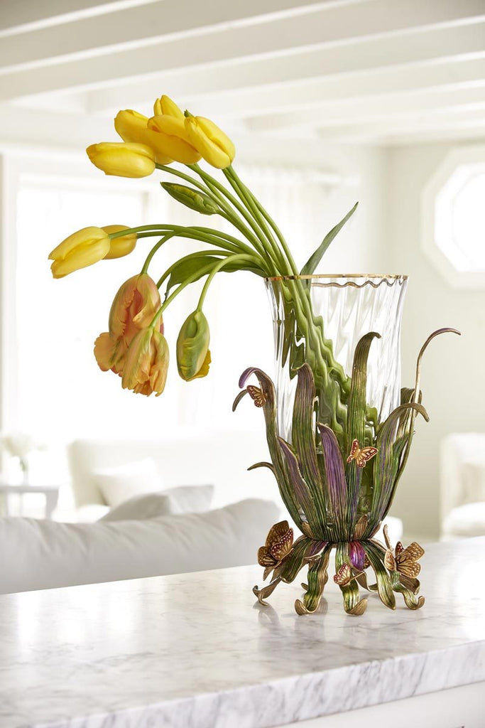 Jay Strongwater Elva Butterfly and Leaf Vase SDH2517-292