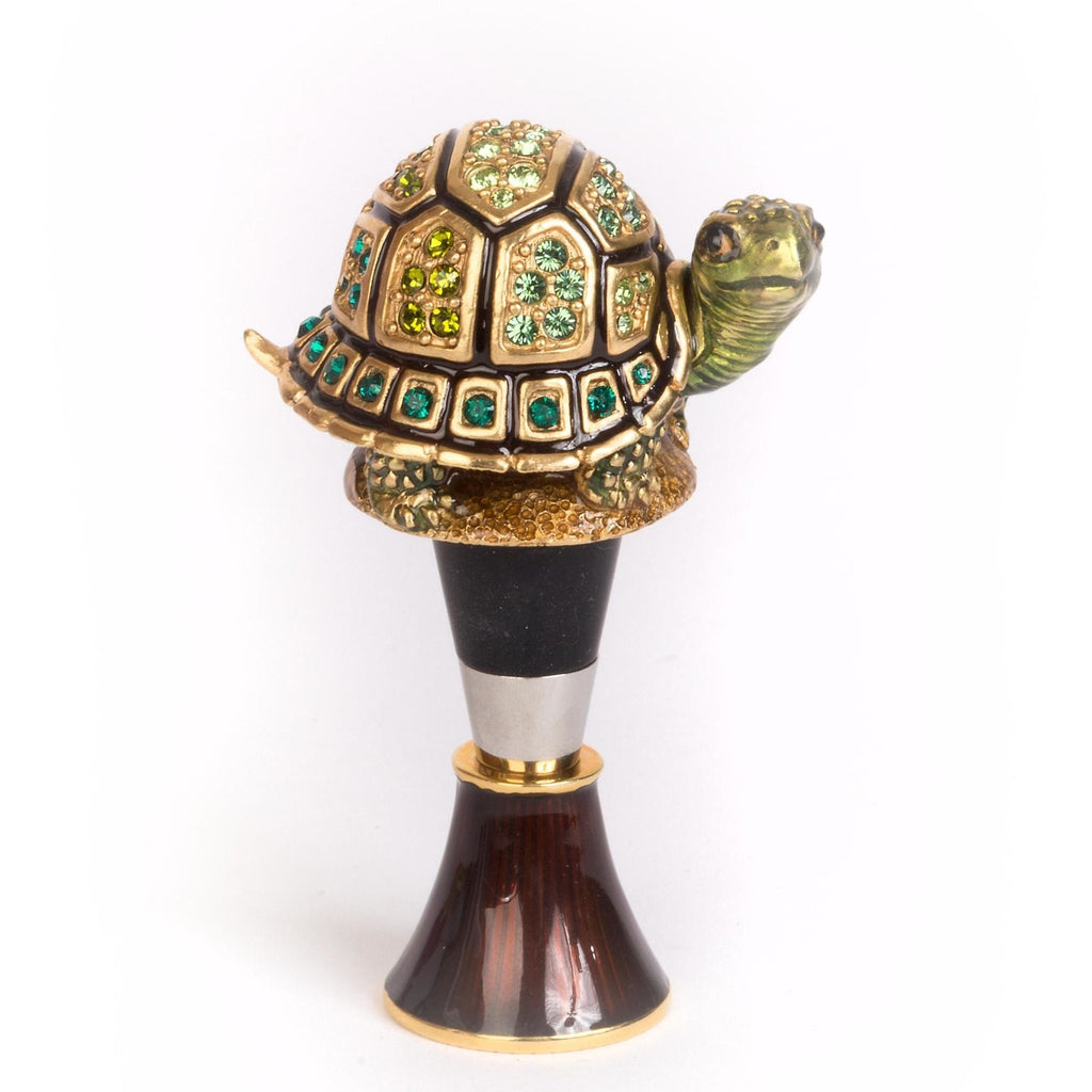 Jay Strongwater Evan Turtle Wine Stopper & Stand Natural SDH6615-280