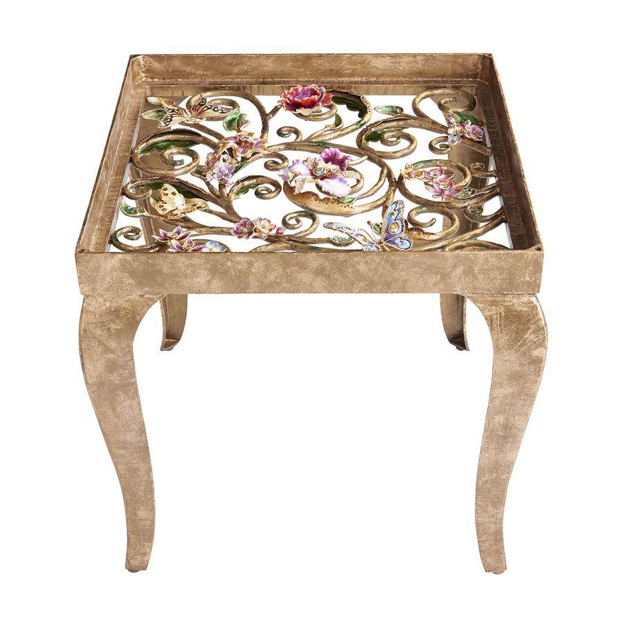 Jay Strongwater Josephine Floral Side Table SHW3324-452