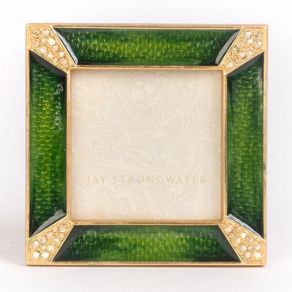 Jay Strongwater Leland Pave Corner 2" Square Frame Emerald SPF5130-242