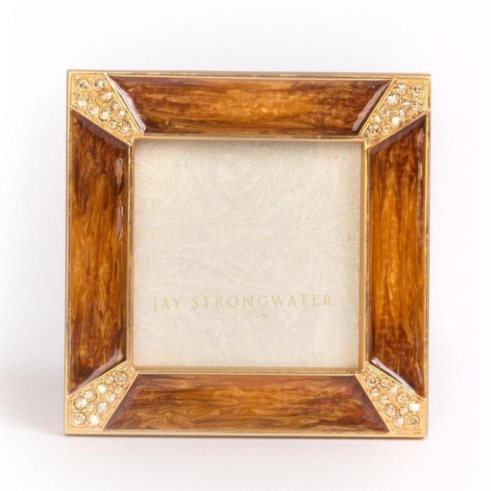 Jay Strongwater Leland Pave Corner 2" Square Frame Topaz SPF5130-248