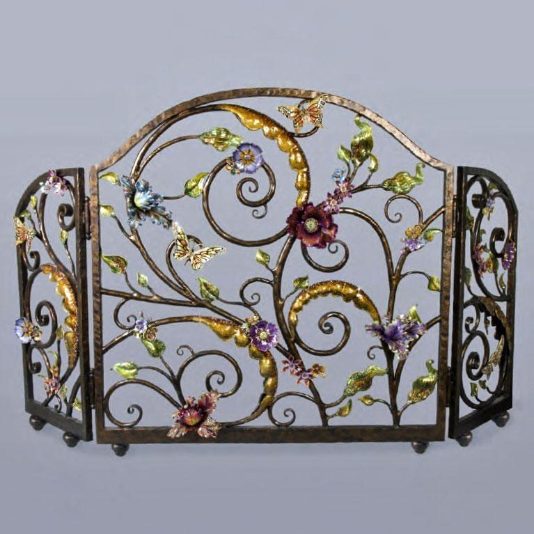 Jay Strongwater Vincente Floral Fireplace Screen SHW3256450