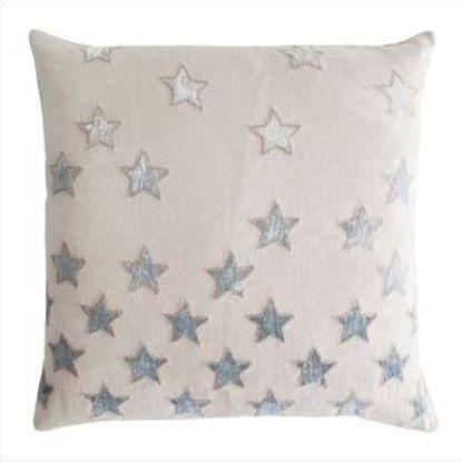 Kevin O'Brien Stars Appliqued Linen Pillow STP-SEA