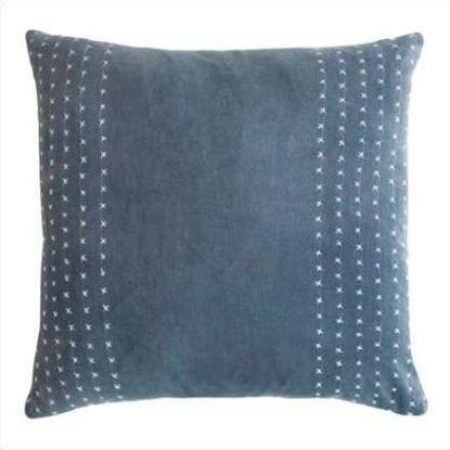 Kevin O'Brien Stripe Stitched Cotton Velvet Pillow STCV-AZ