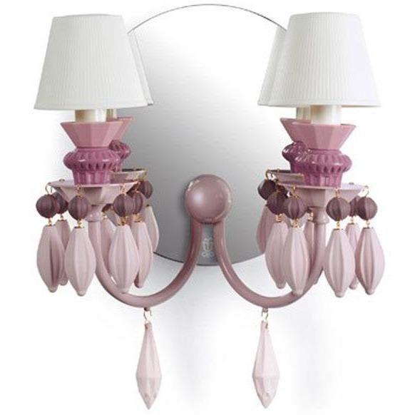 Lladro Belle De Nuit Wall Sconce Pink 01023278