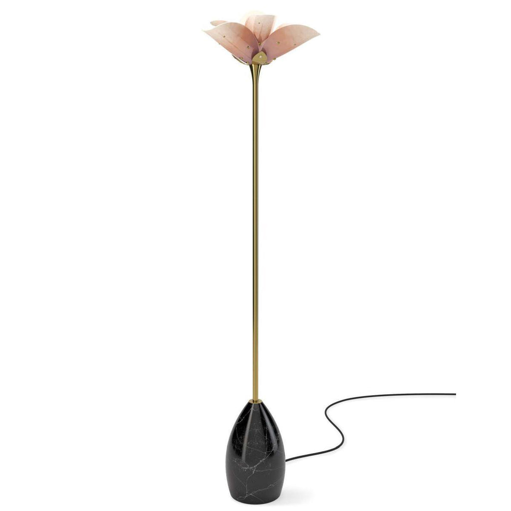 Lladro Blossom Floor Lamp Pink and Golden Luster 01024126