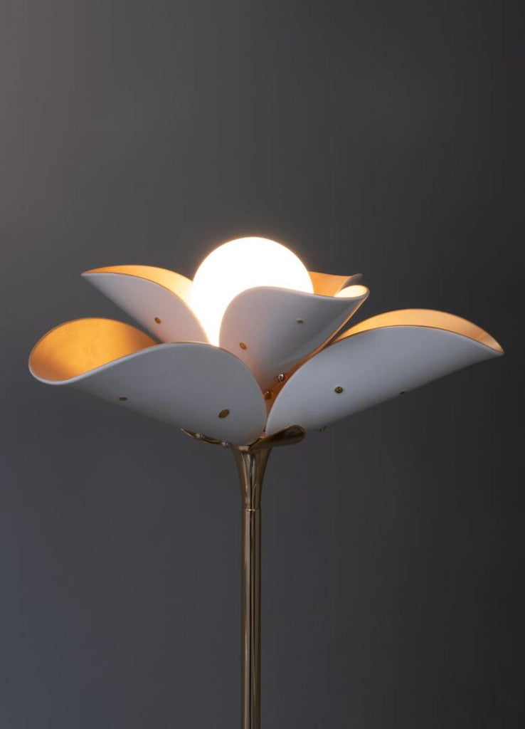 Lladro Blossom Floor Lamp White Gold 01024130