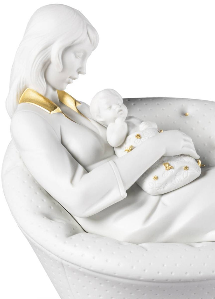 Lladro Feels Like Heaven Mother Figurine White & Gold 01009381