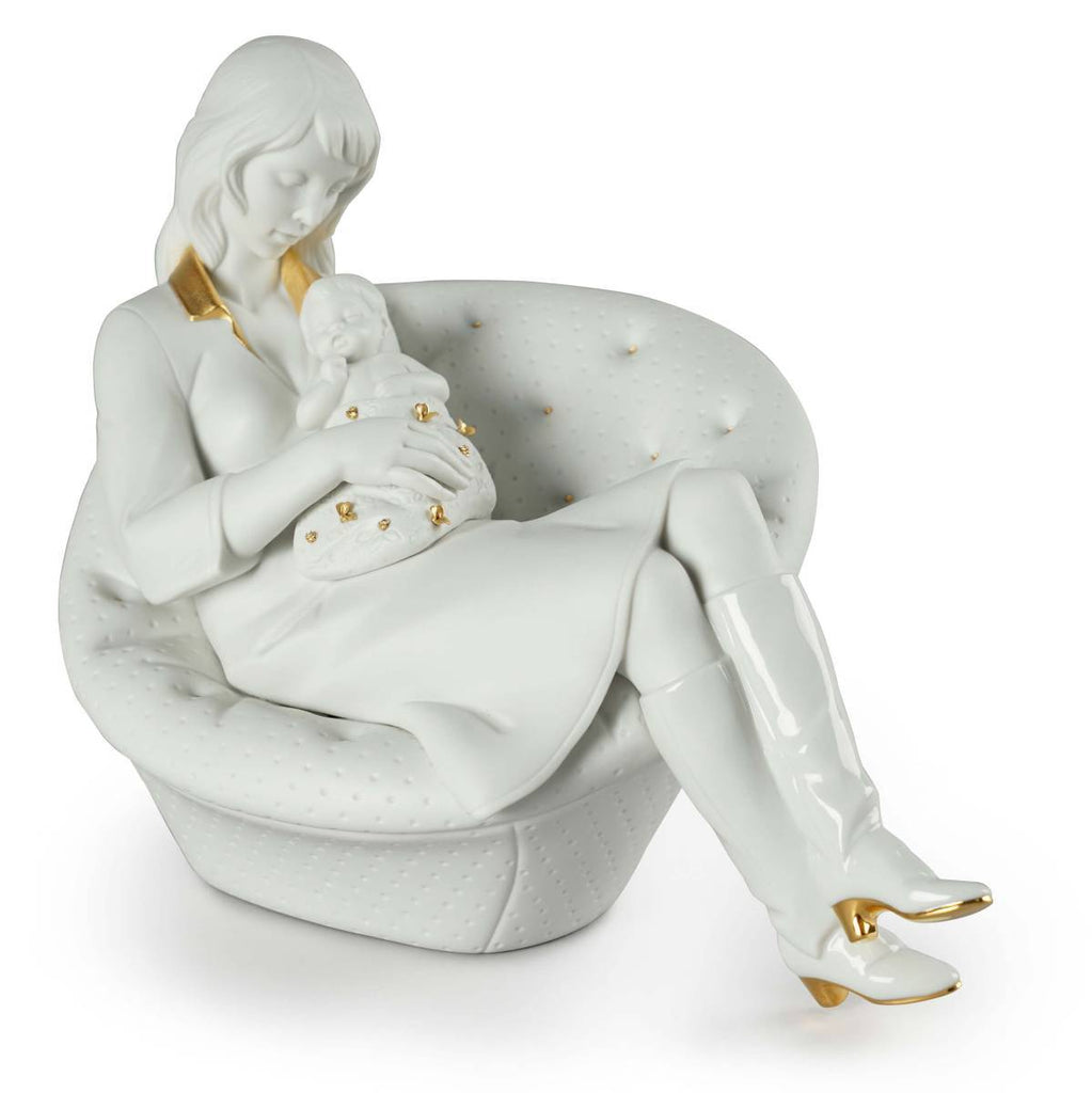 Lladro Feels Like Heaven Mother Figurine White & Gold 01009381