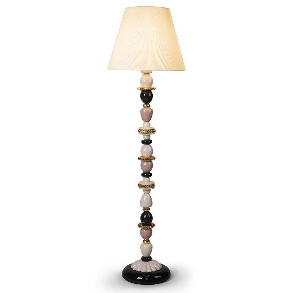 Lladro Firefly Floor Lamp Pink and Golden Luster 01024004