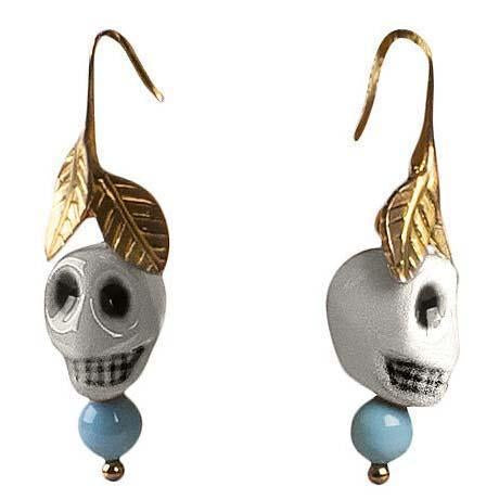 Lladro Frida Kahlo Skull Earrings 01010190