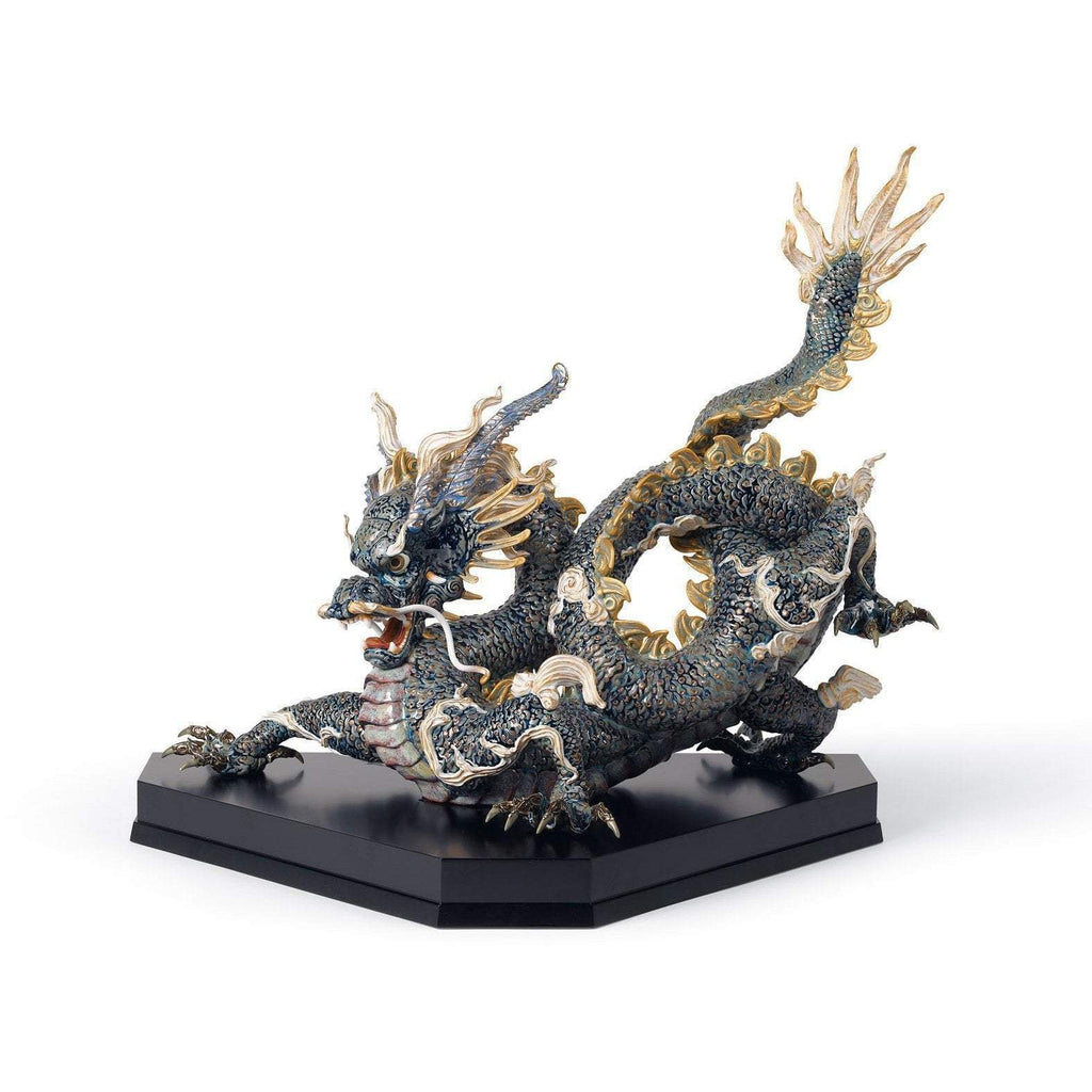 Lladro Great Dragon Blue And Golden 01001934