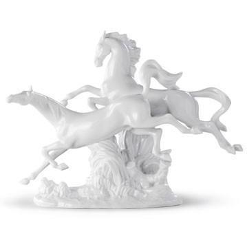Lladro Horses Galloping White 01008682