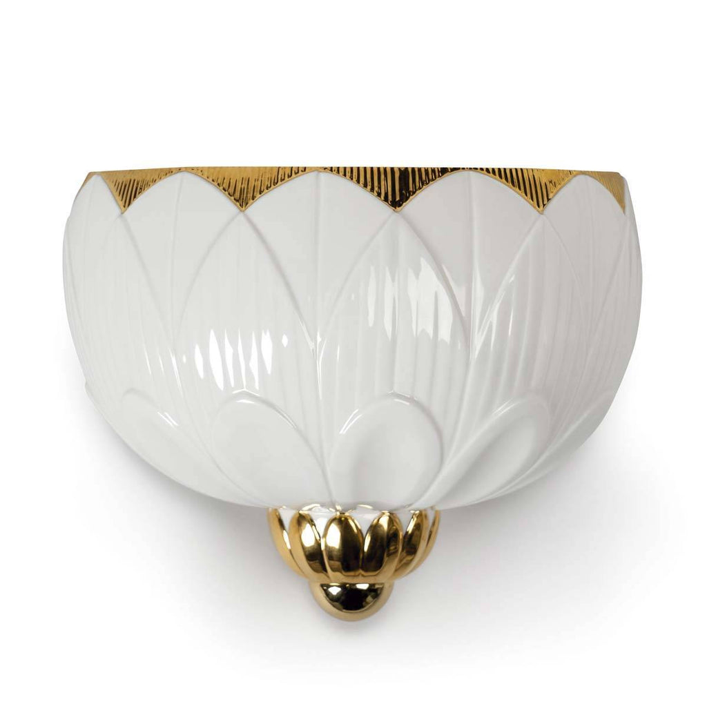 Lladro Ivy & Seed Wall Sconce White and Gold 01023993