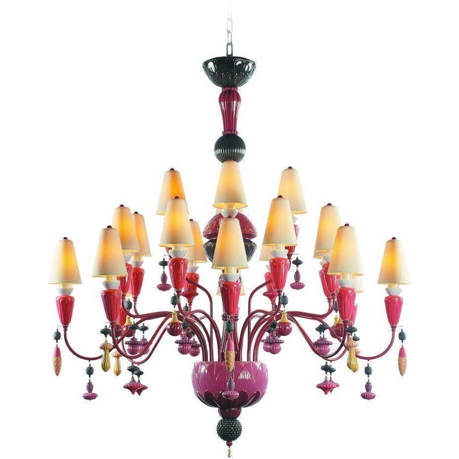 Lladro Ivy & Seed 20 Light Red Coral Chandelier 01023826