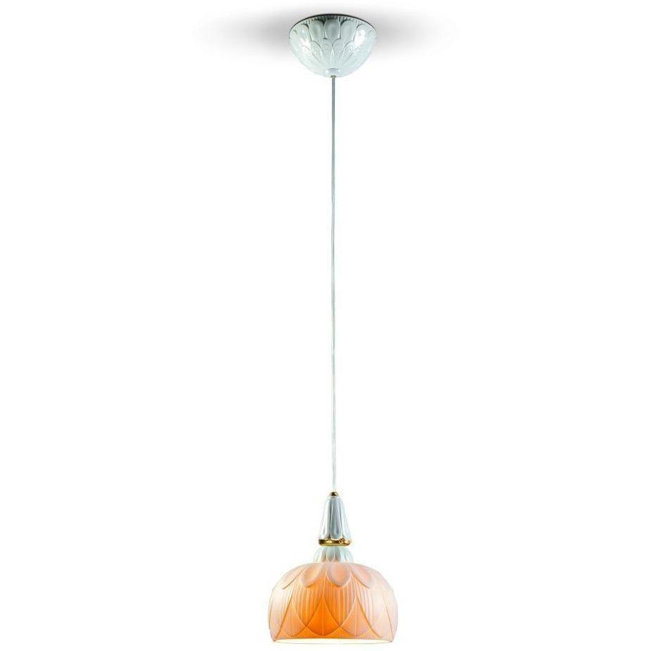 Lladro Ivy & Seed Single Hanging Lamp White And Gold 01023895