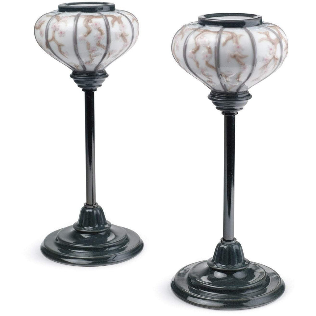 Lladro Japanese Lampstands Pair 01008454