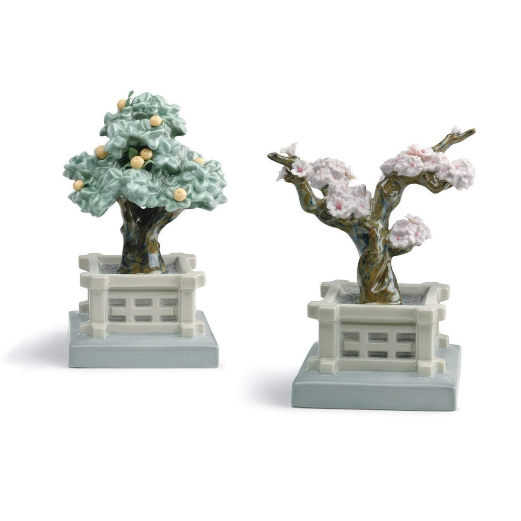 Lladro Japanese Tree Pots Mandarine And Cherry Figurine 01008455