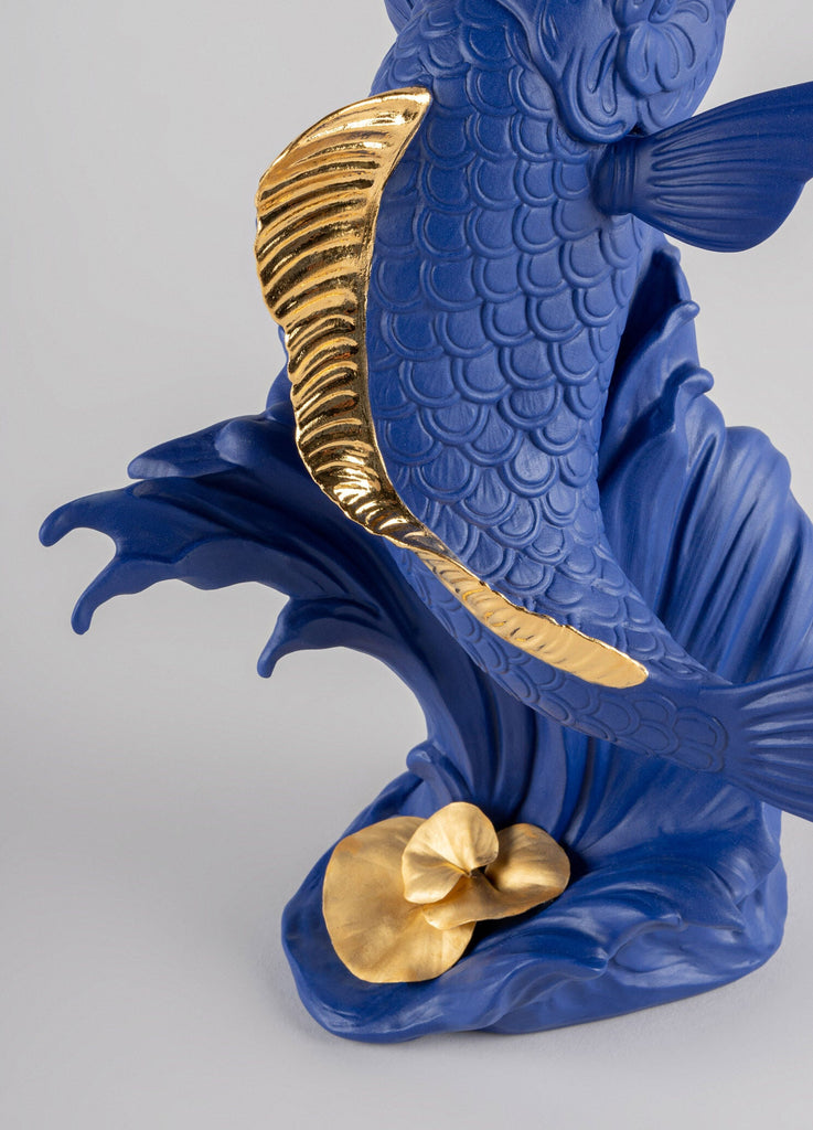 Lladro Koi Blue Gold Figurine 01009579