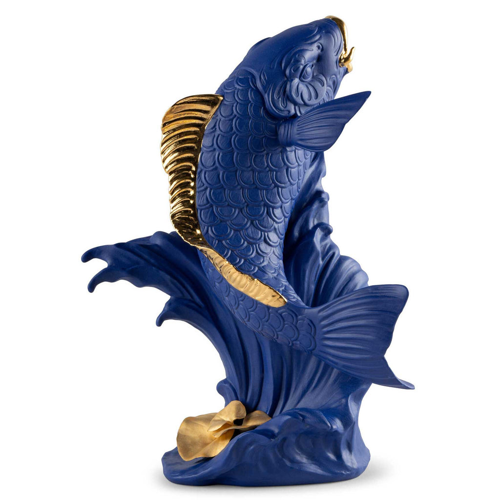 Lladro Koi Blue Gold Figurine 01009579