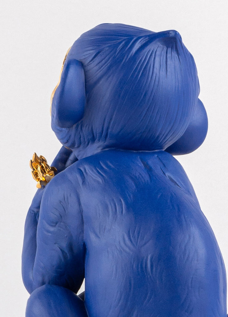 Lladro Little Monkey Blue Gold Figurine 01009548