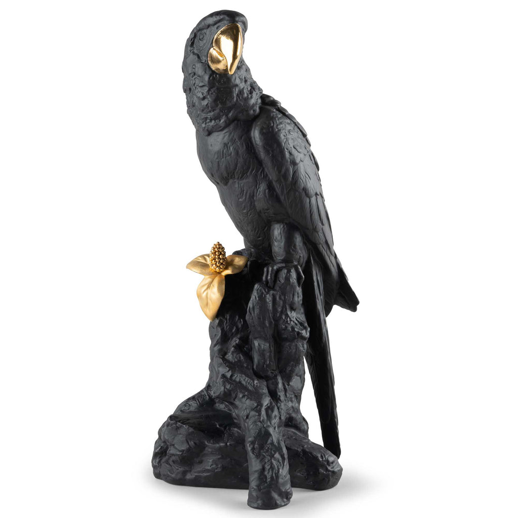 Lladro Macaw Bird Black Gold Figurine 01009577