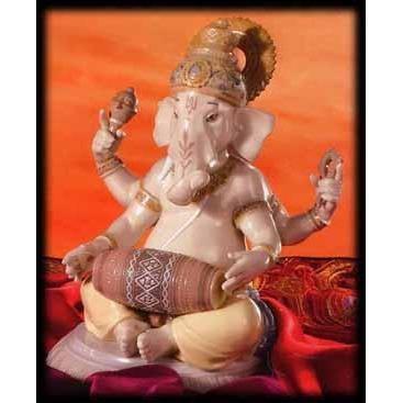Lladro Mridangam Ganesha Figurine 01008316