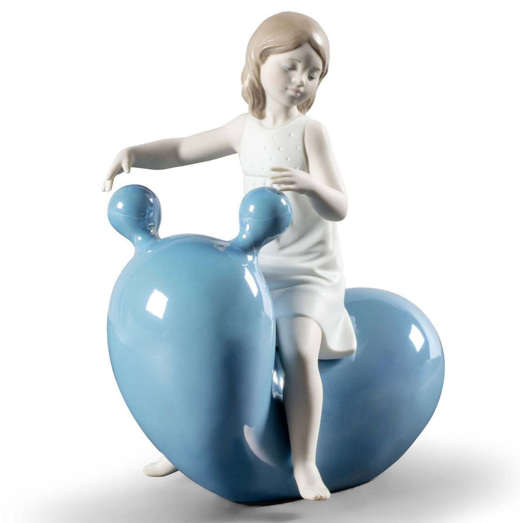 Lladro My Seesaw Balloon Girl Figurine Blue 01009368