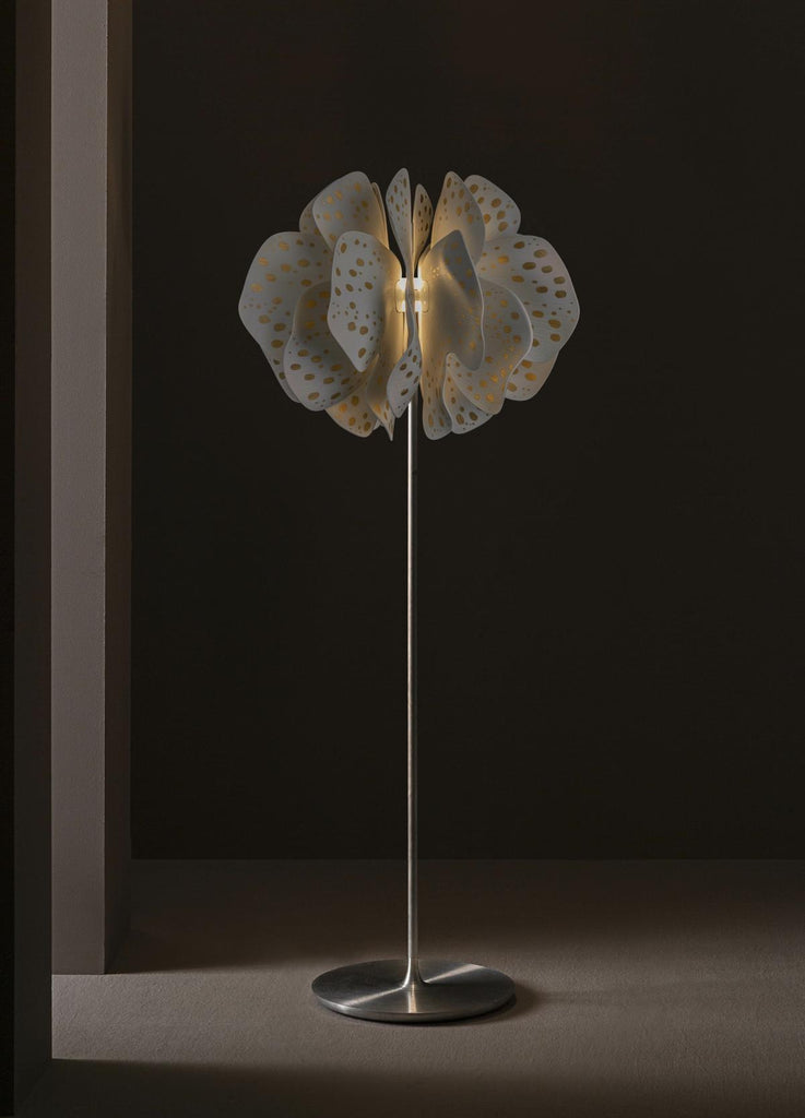 Lladro Nightbloom Floor Lamp White Gold 01024036
