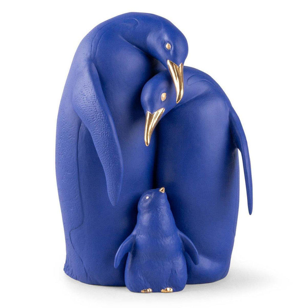 Lladro Penguin Family Blue Gold Figurine 01009539