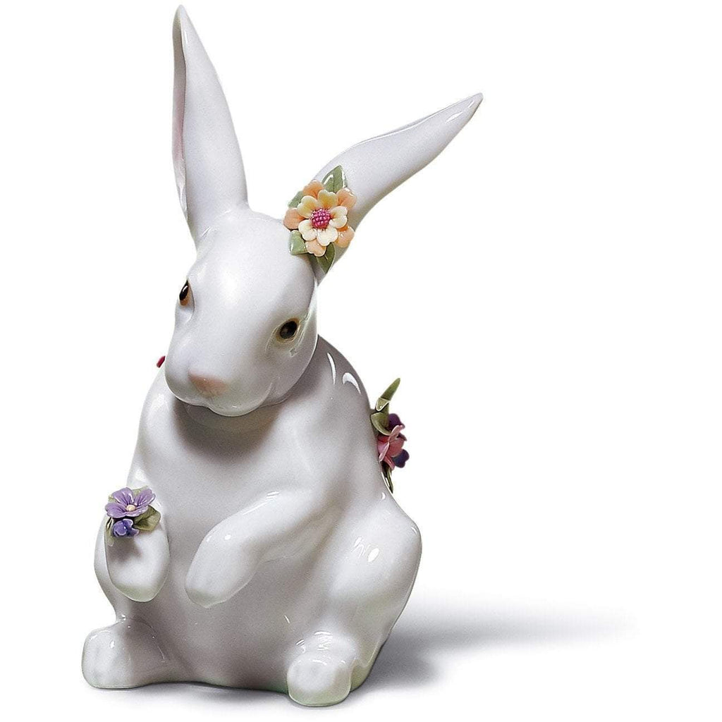 Lladro Sitting Bunny With Flowers Figurine 01006100