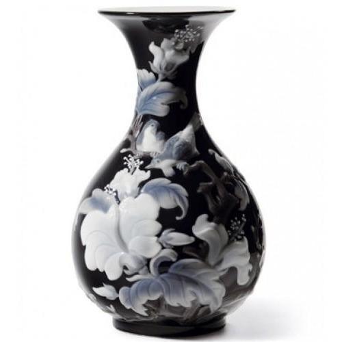 Lladro Sparrows Vase Black 01008726