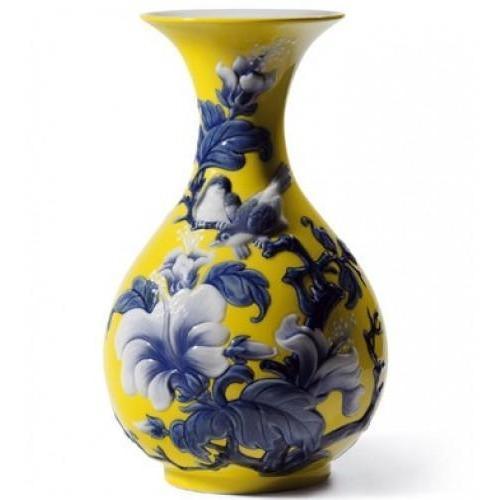 Lladro Sparrows Vase Yellow 01008725