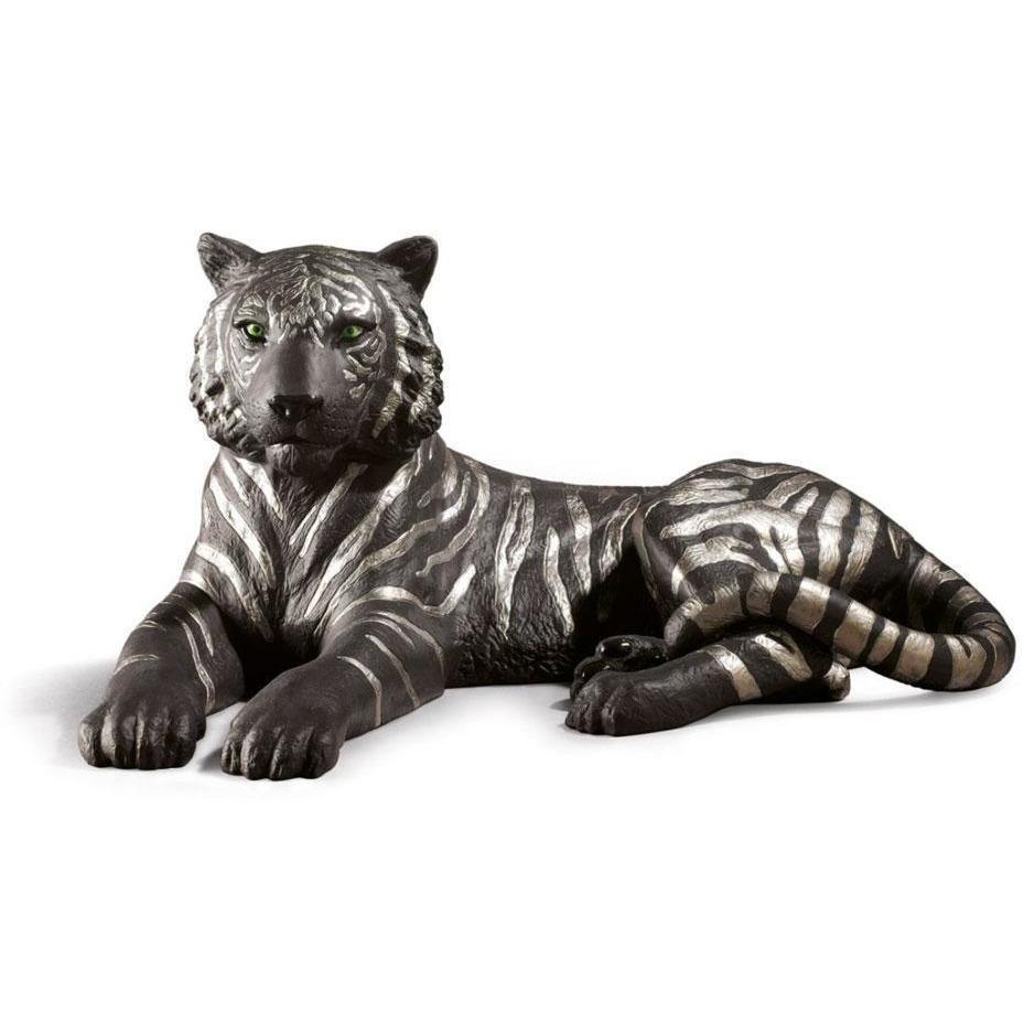 Lladro Tiger Black Silver Figurine 01009261