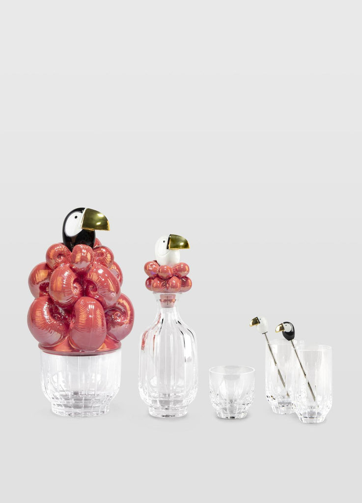 Lladro Toucan Crystal Glasses & Stirrers Set 01009465