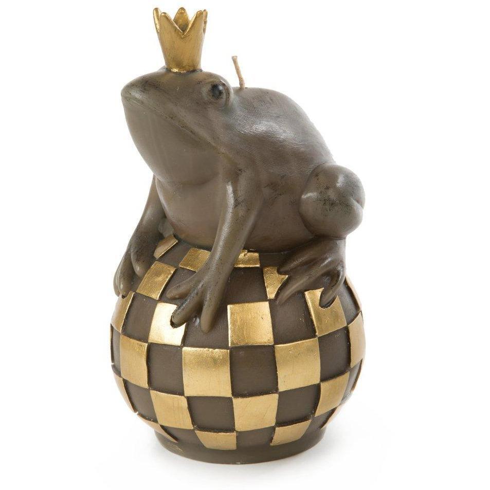 MacKenzie Childs Courtly Check Frog on Ball Candle