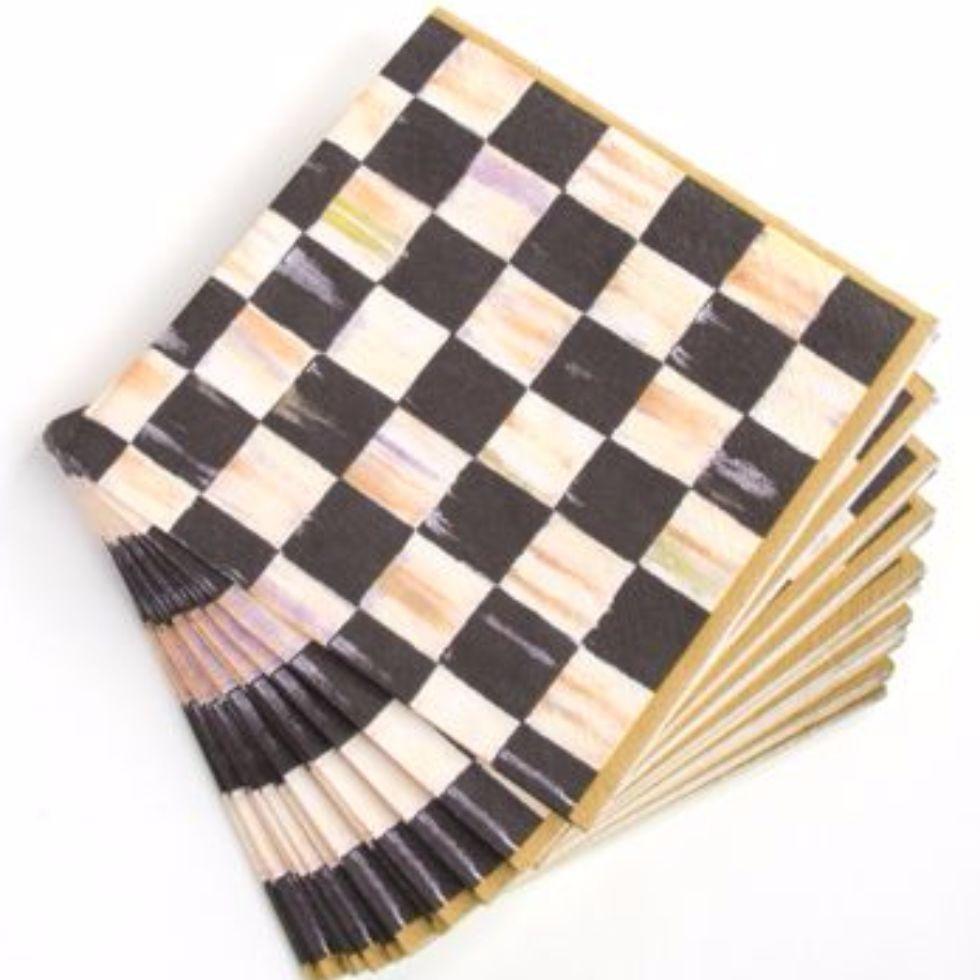 MacKenzie Childs Courtly Check Paper Napkins Luncheon Gold