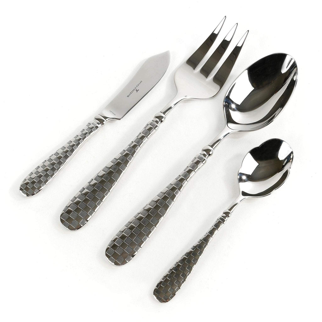 MacKenzie Childs Courtly Check Silver Serving Set