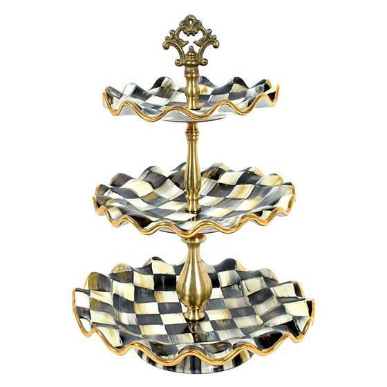 MacKenzie Childs Courtly Check Three Tier Sweet Stand