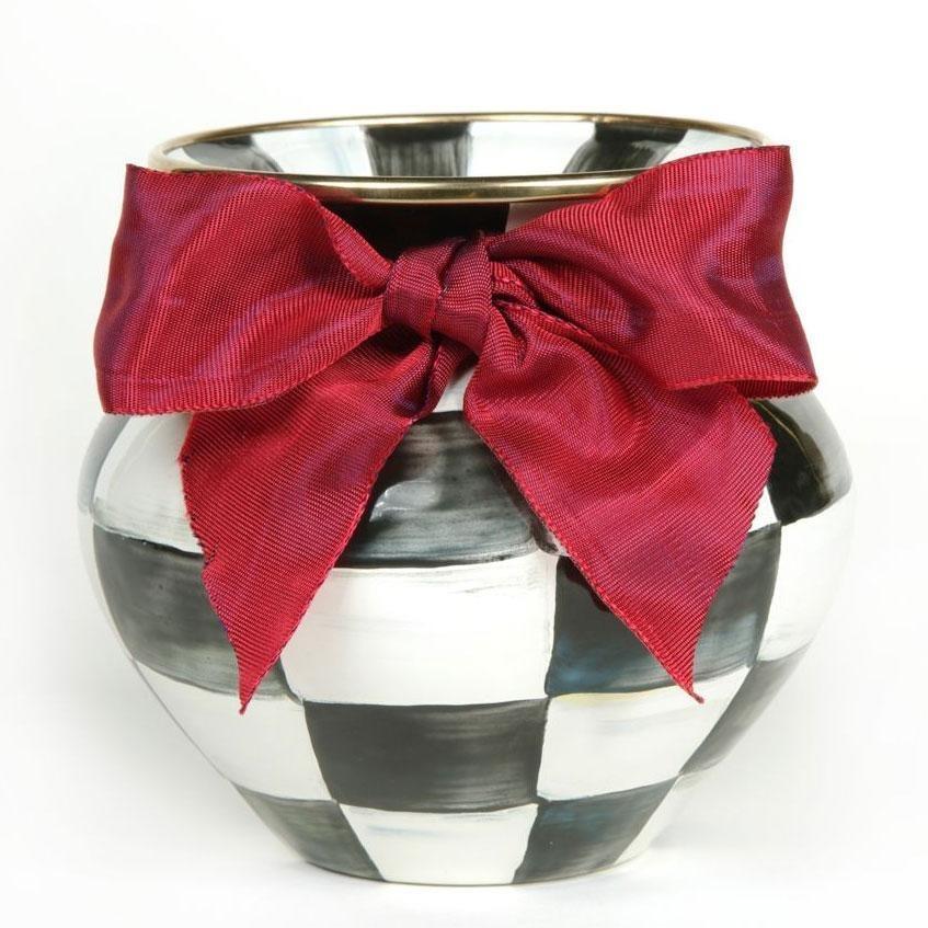 MacKenzie Childs Courtly Check Vase Red Bow